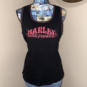 Y2K Harley Davidson biker babe black and red tank top